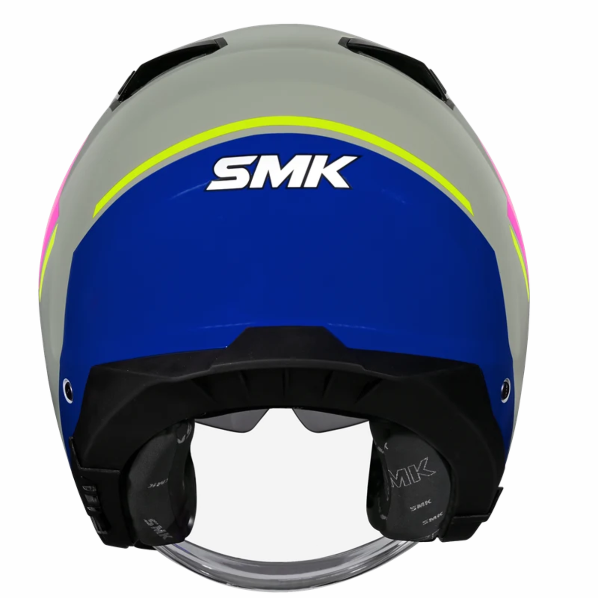 SMK GTJ Rover GRPS GL659 Half Face Helmet - Gloss Grey Blue Pink - SMK