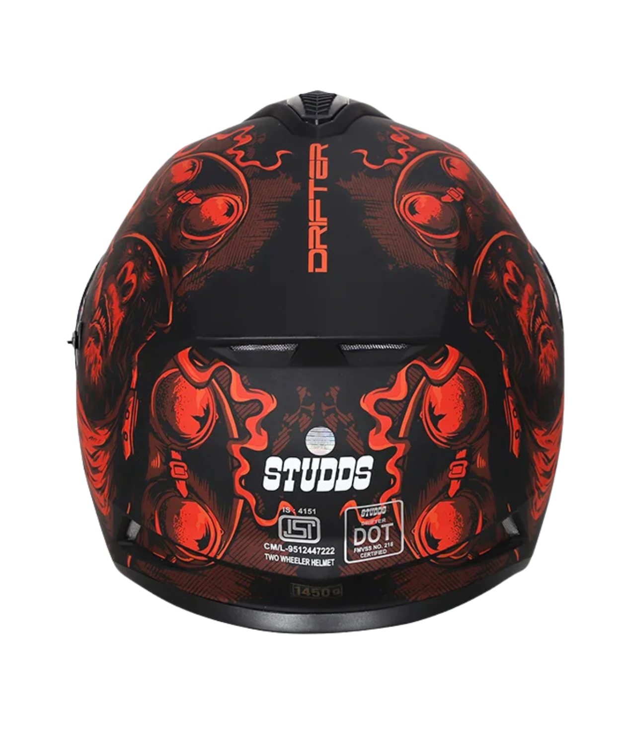 Studds Drifter D3 Rampage Decor Graphics Helmet - Matt Black Red N2