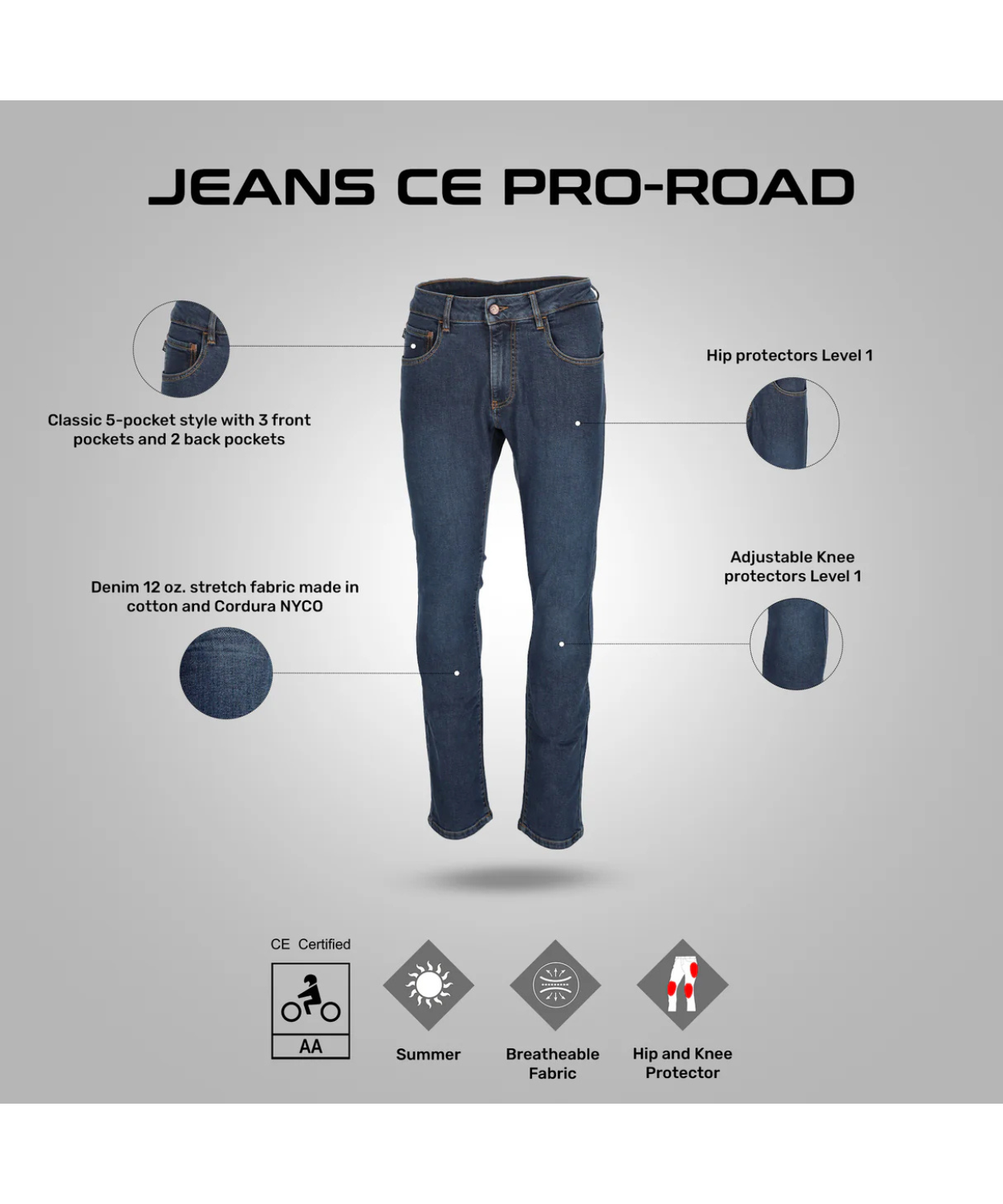 Acerbis Pro-Road Riding Jeans - Blue
