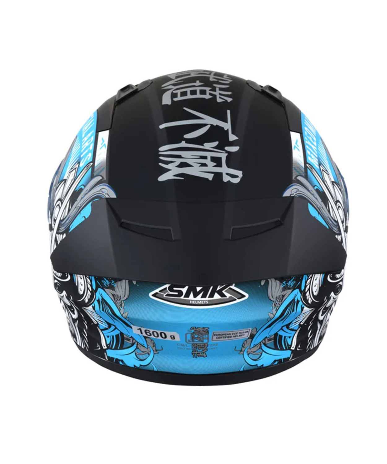 SMK Stellar Samurai GL265 Full Face Helmet - Gloss Black Grey Blue - SMK