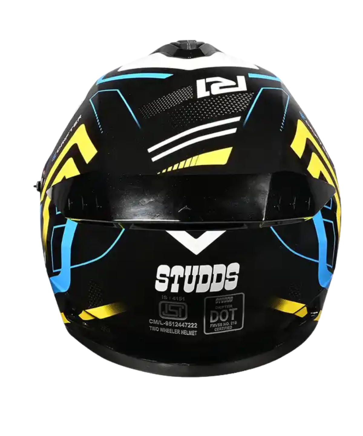 Studds Drifter D4 R1 Decor Graphics Helmet - Gloss Black Yellow White N6 - Studds