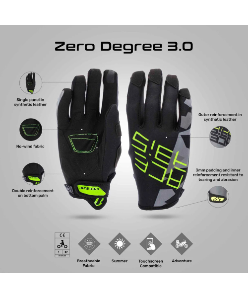 Acerbis Zero Degree 3.0 Riding Gloves - Black Yellow