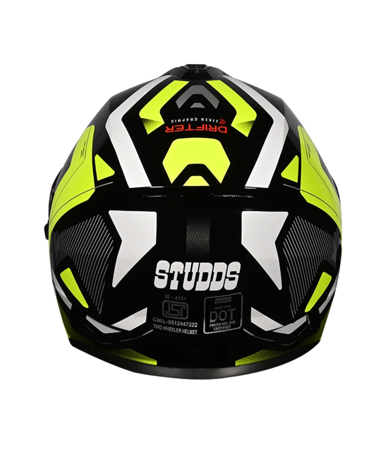 Studds Drifter D5 Fiker Decor Graphics Helmet - Gloss Black Yellow N5