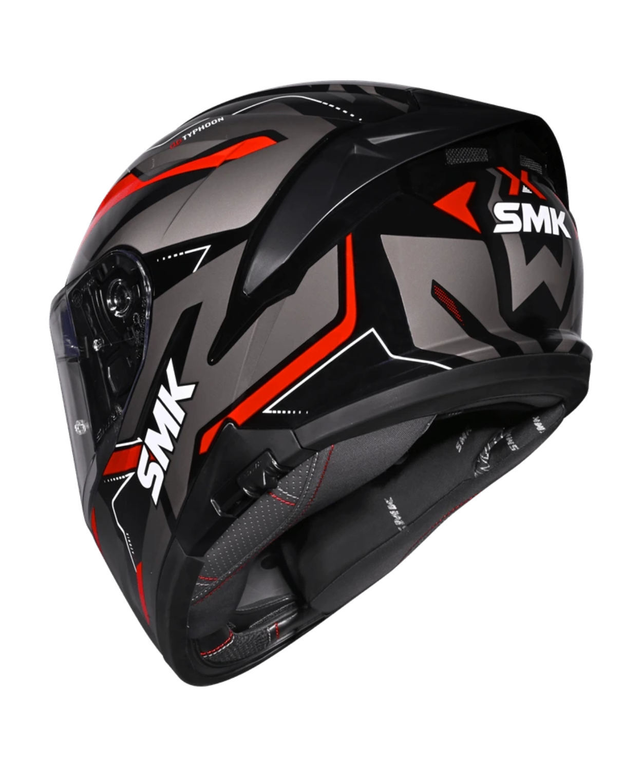 SMK Typhoon Azonix GRPS GL263 Full Face Helmet - Gloss Black Grey Red
