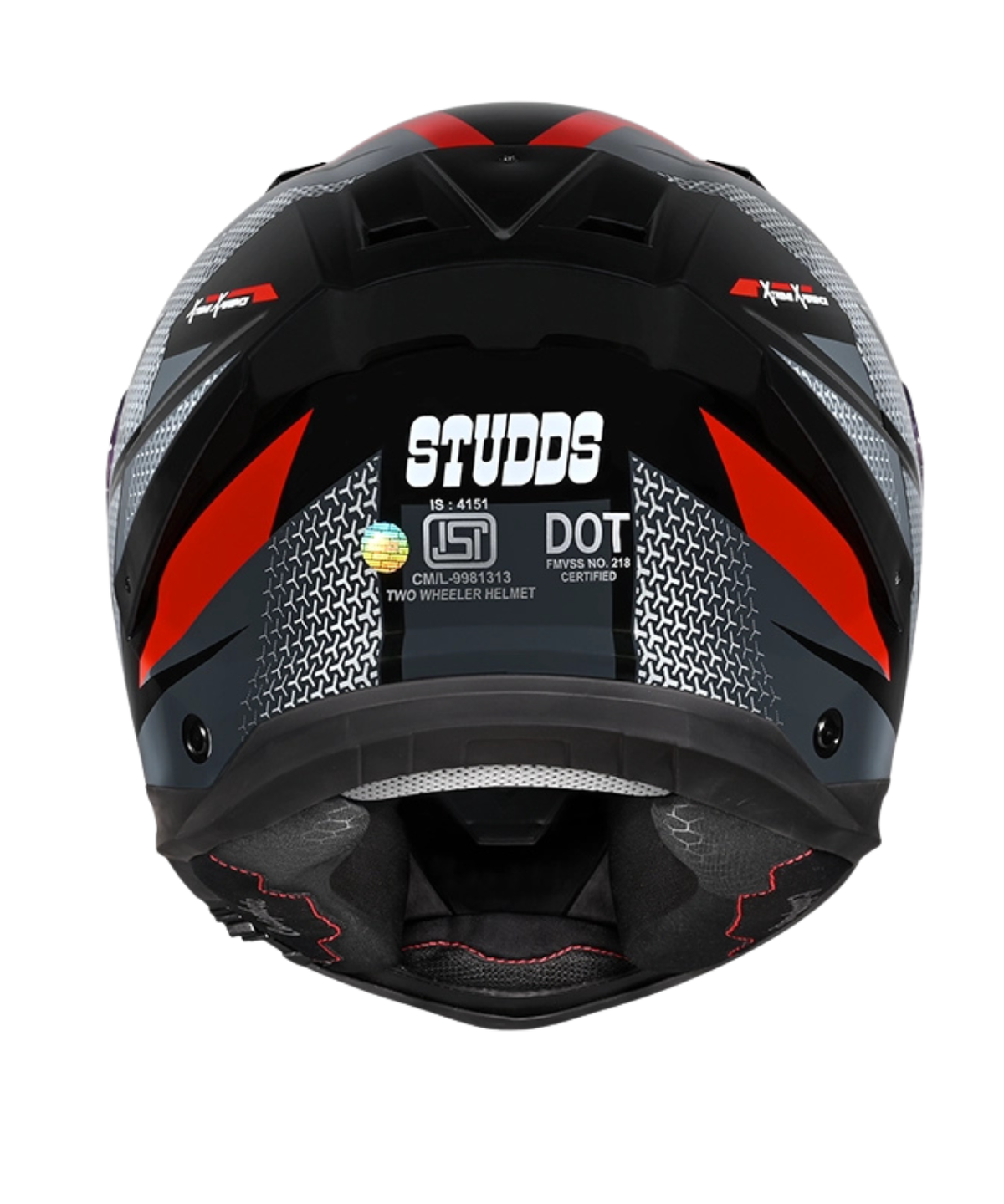 Studds Helios D2 Circuit Decor Graphics Helmet - Gloss Black Red N2 - Studds
