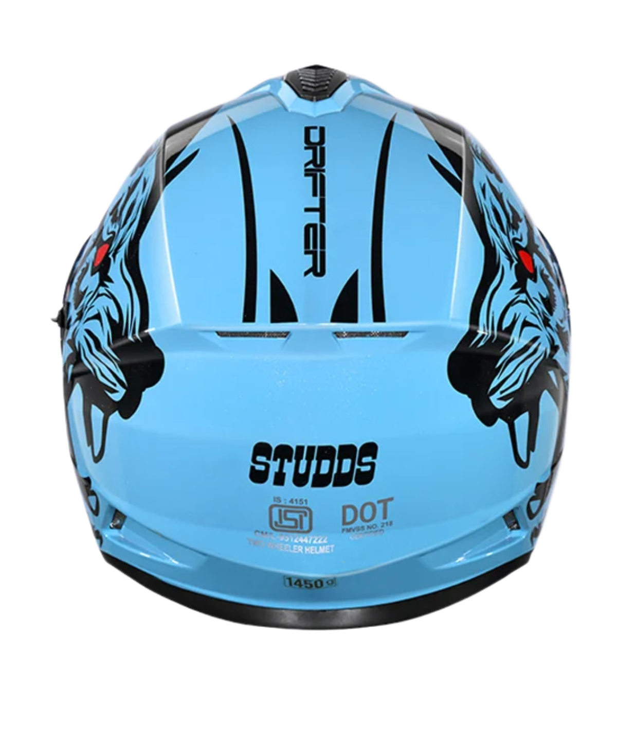 Studds Drifter D2 Leopard Decor Graphics Helmet - Gloss Blue Black N9 - Studds