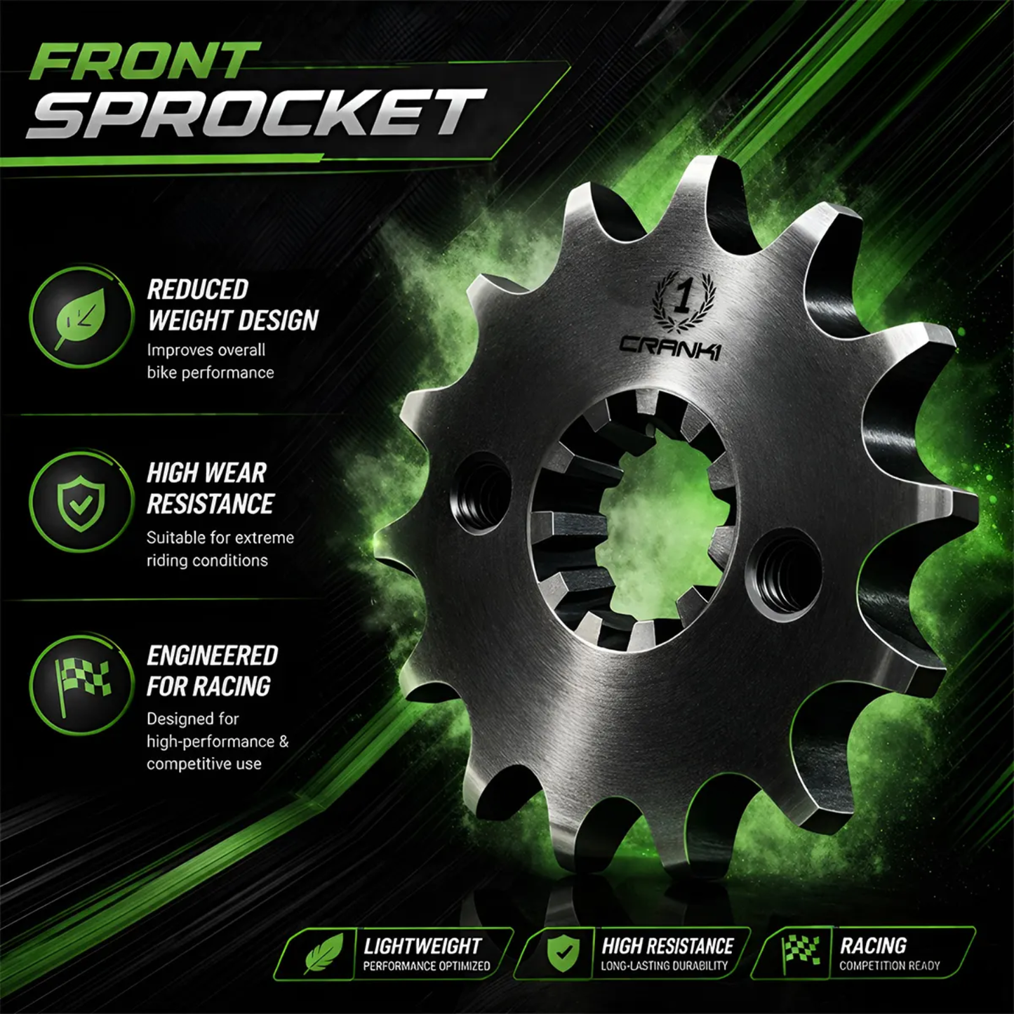 Crank1 Performance Motorcycle Sprocket Benelli TRK 502 (2017 Onwards) Pitch 525 - Chrome - CPF781.14T