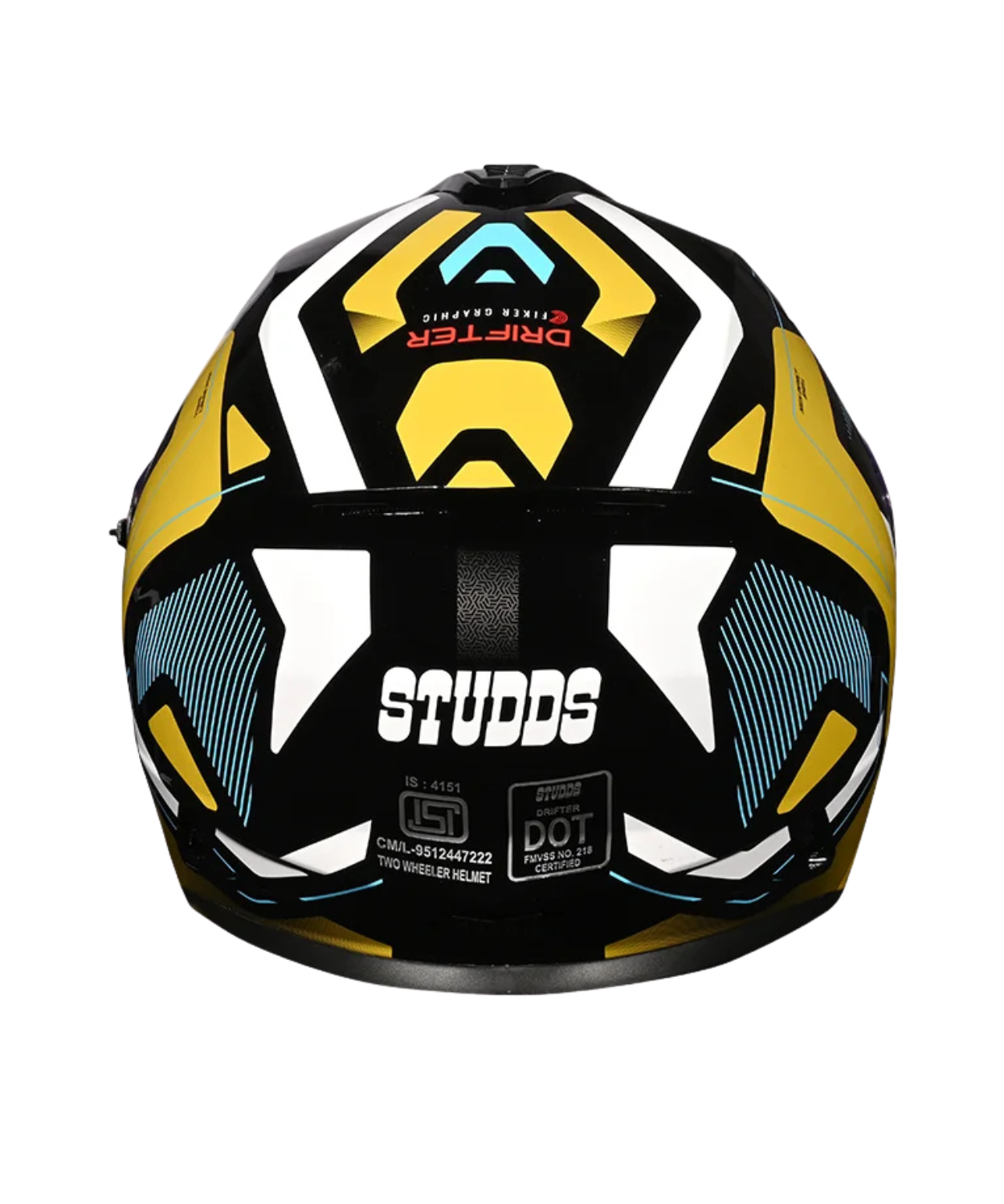 Studds Drifter D5 Fiker Decor Graphics Helmet - Gloss Black Golden N12
