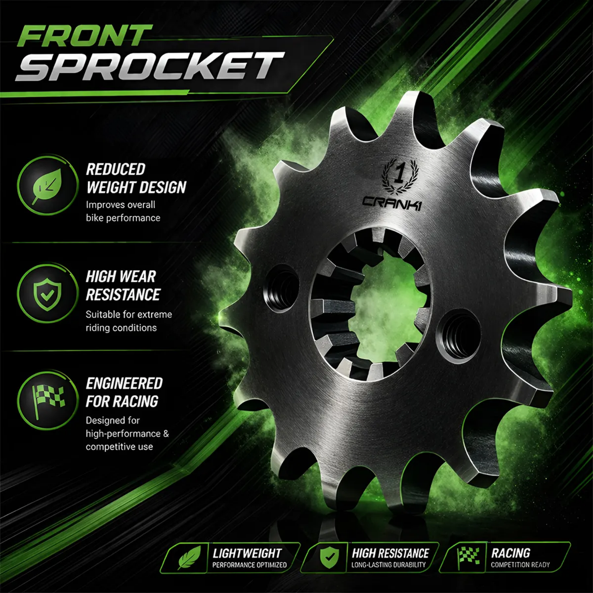 Crank1 BMW S 1000 XR (2020-2021) Performance Motorcycle Sprocket - Black - CPF404.17T