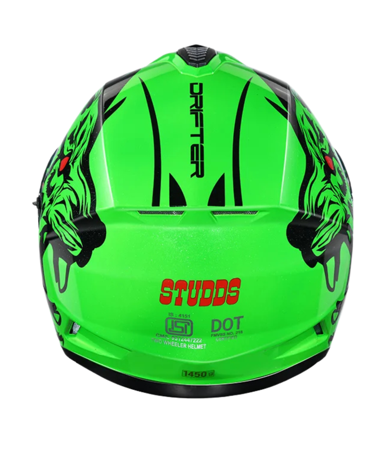 Studds Drifter D2 Leopard Decor Graphics Helmet - Gloss Green Black N9