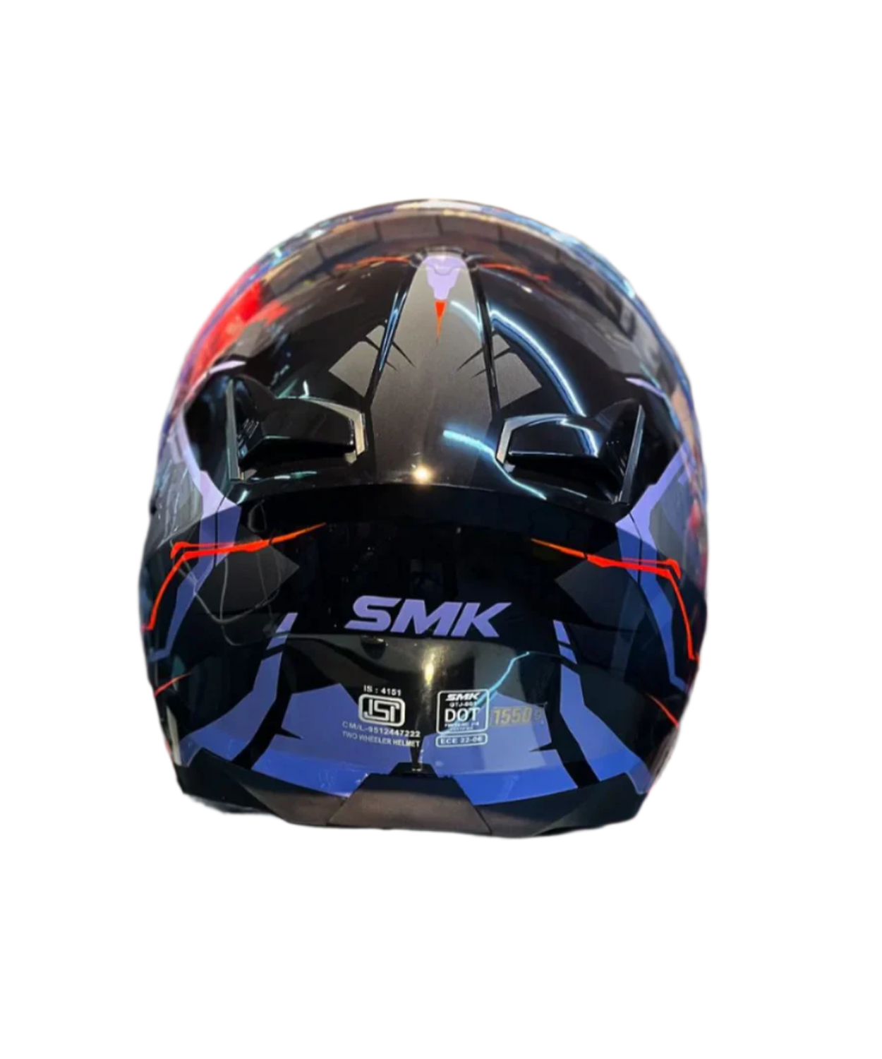 SMK GTJ Escape GRPS Gl257 Half Face Helmet - Gloss Black Blue Orange - SMK