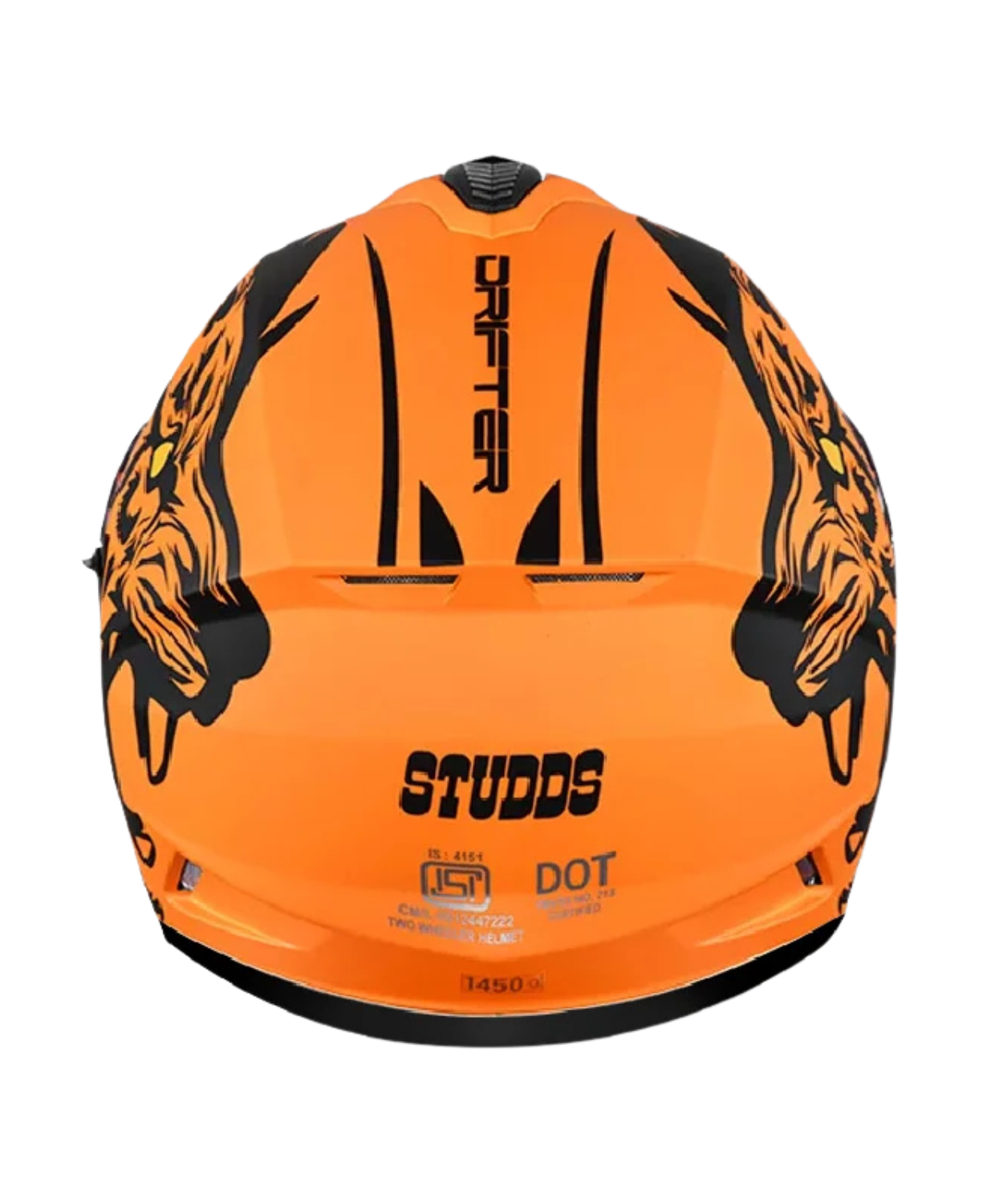 Studds Drifter D2 Leopard Decor Graphics Helmet - Matt Orange Black N9