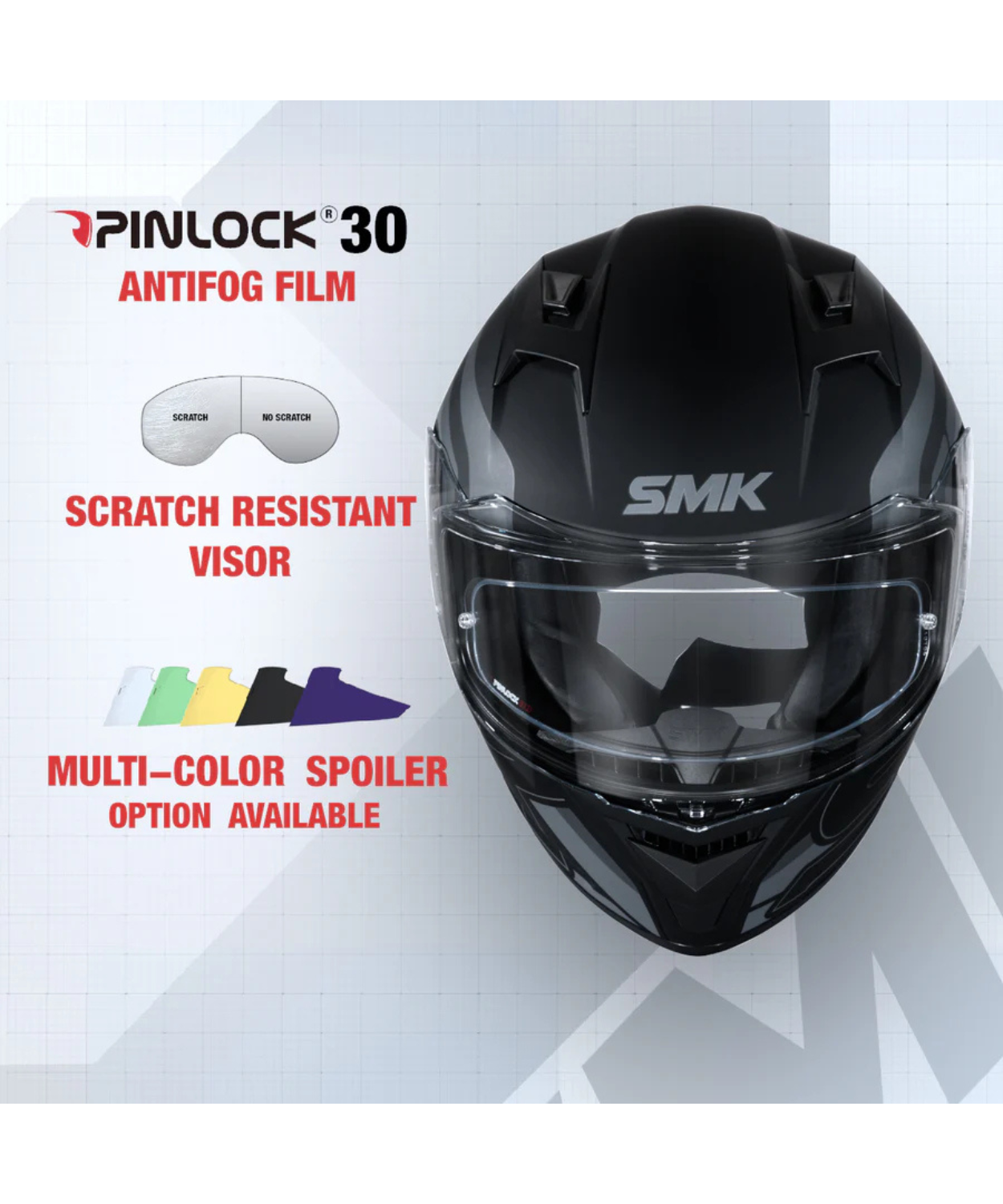 SMK Stellar Stage MA262 Black Grey Helmet