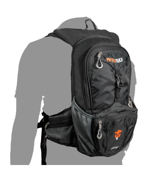 Mototech Stealth Hydration Backpack - 8L 2l Hydration Bladder Combo - Black