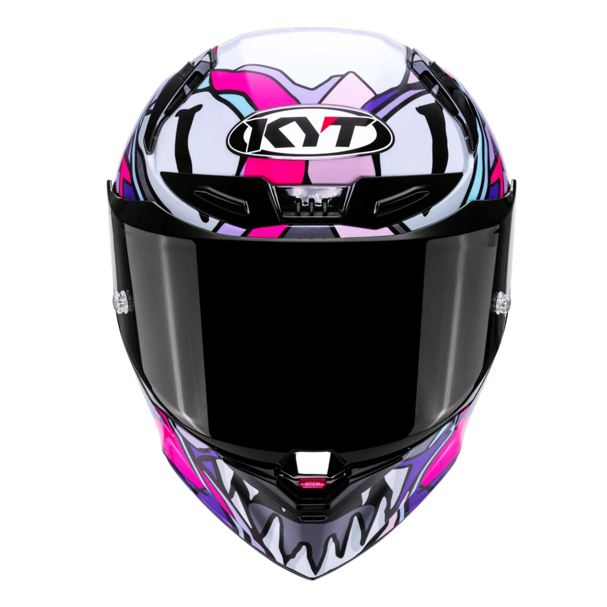 KYT R1R Enea Bastianini Replica 2023 Carbon Fiber Helmet - Gloss Black Pink - KYT Helmets