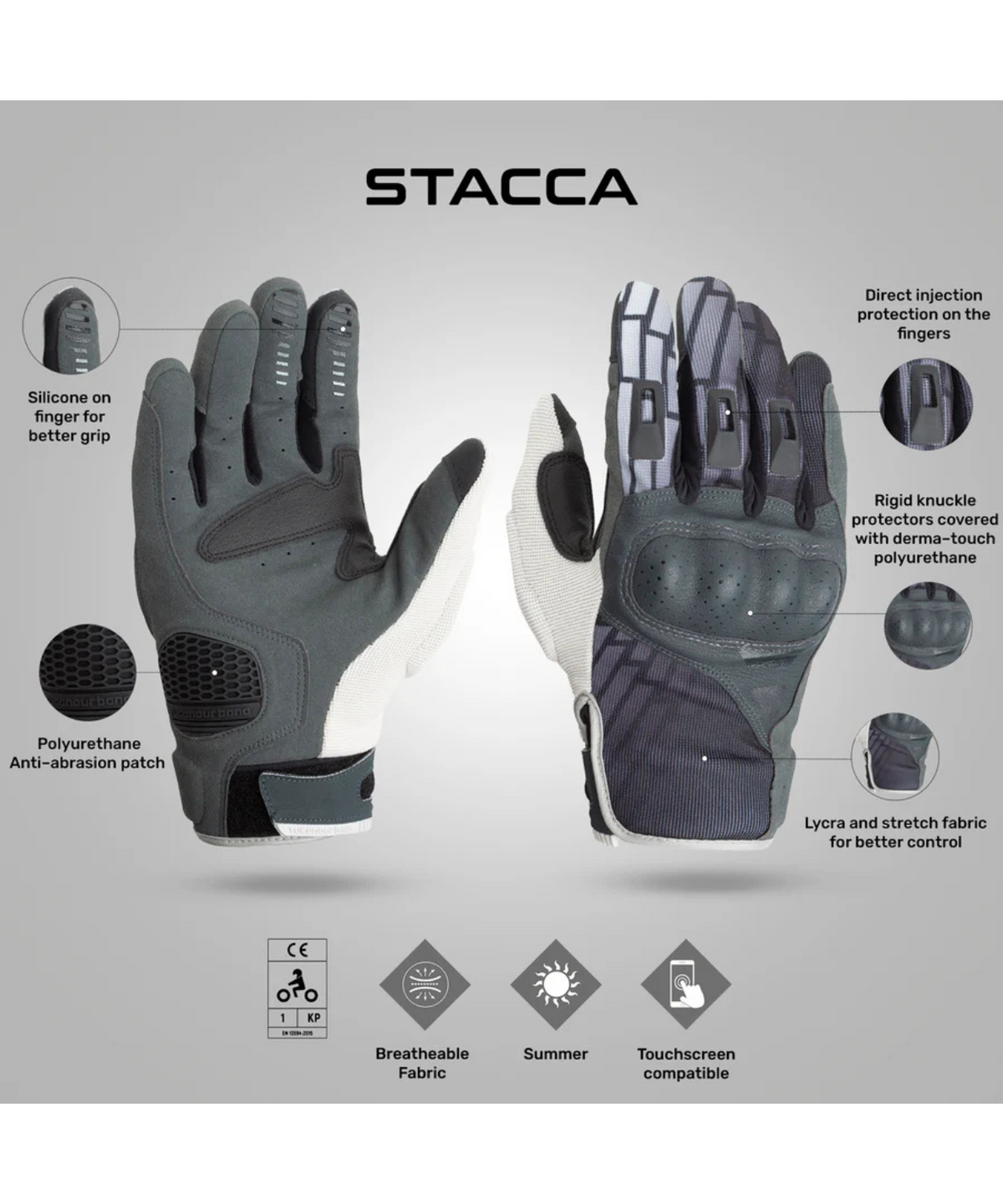 Tucano Urbano Stacca Riding Gloves - White Grey - Tucano Urbano