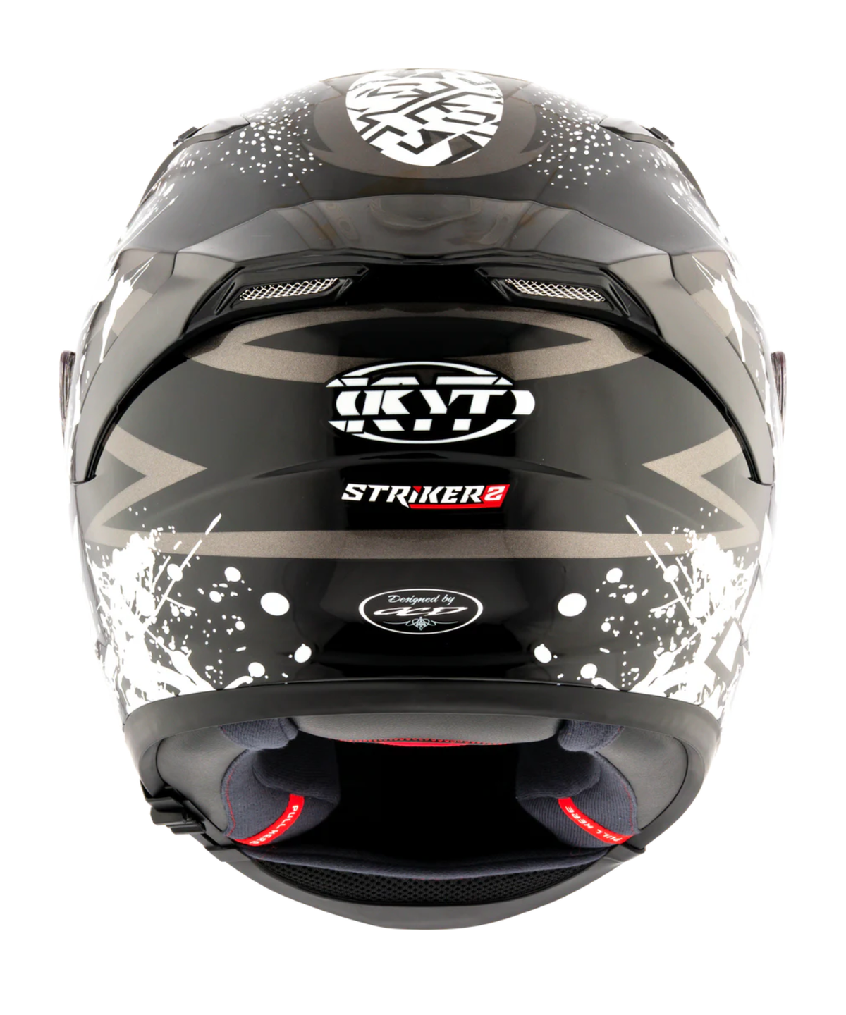 KYT Striker 2V Neutron Helmet - Gloss Black White - KYT Helmets