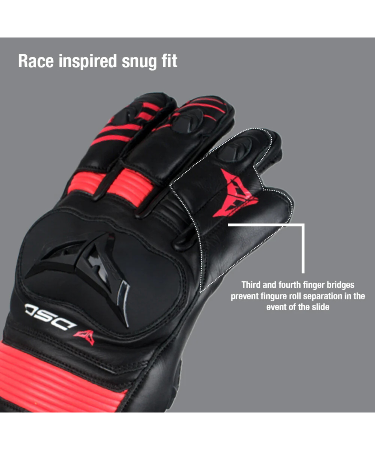 DSG Race Pro Sport Gloves - Black Red