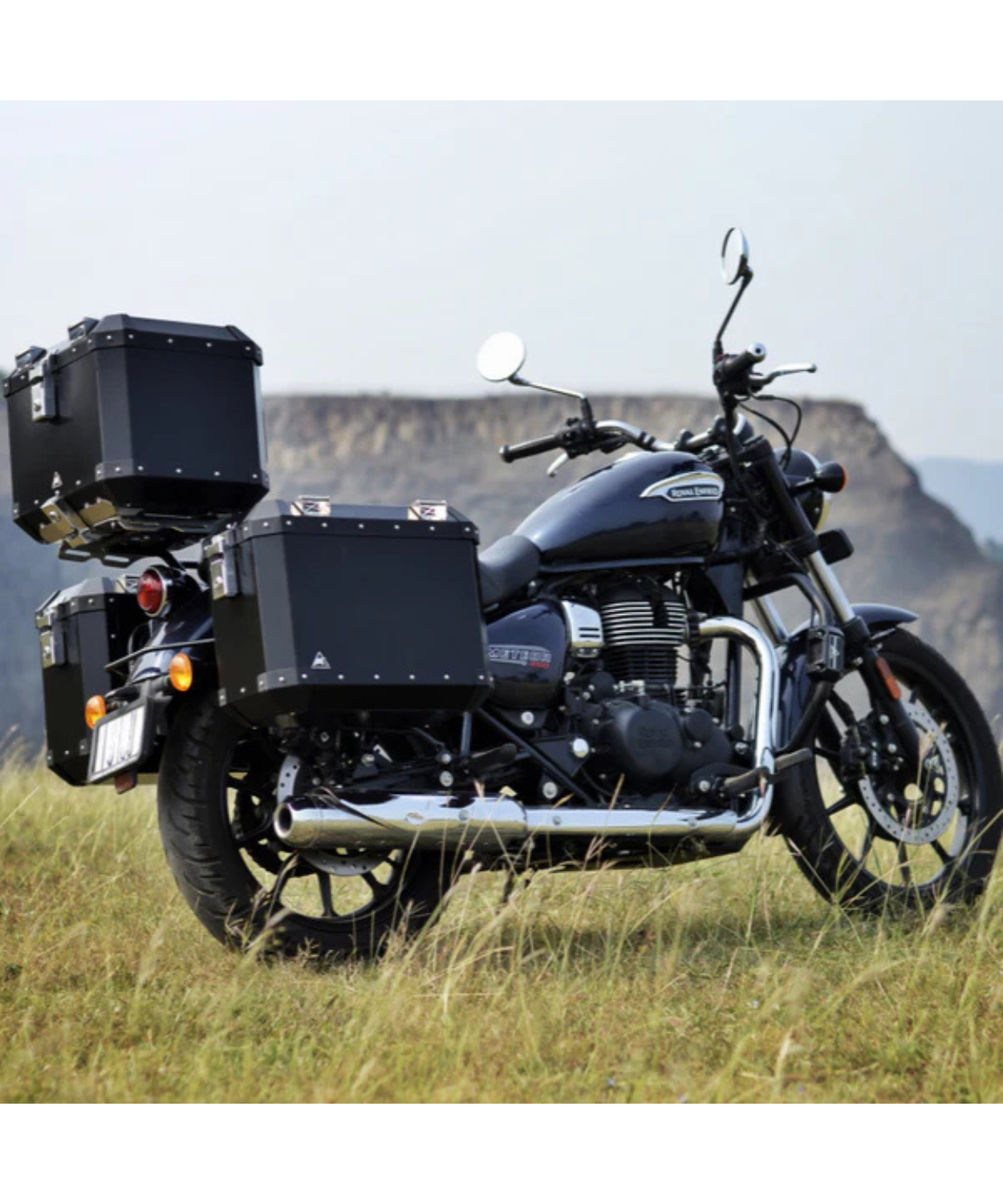 Auto Engina Aluminium 42L Top Box for Royal Enfield Meteor 350 - Black