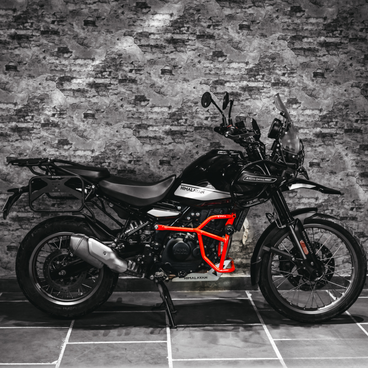 Zana Royal Enfield Himalayan 450 Crash Guard with Slider Type-1 / V-2 (MS) - Red - ZI-8754 - Zana