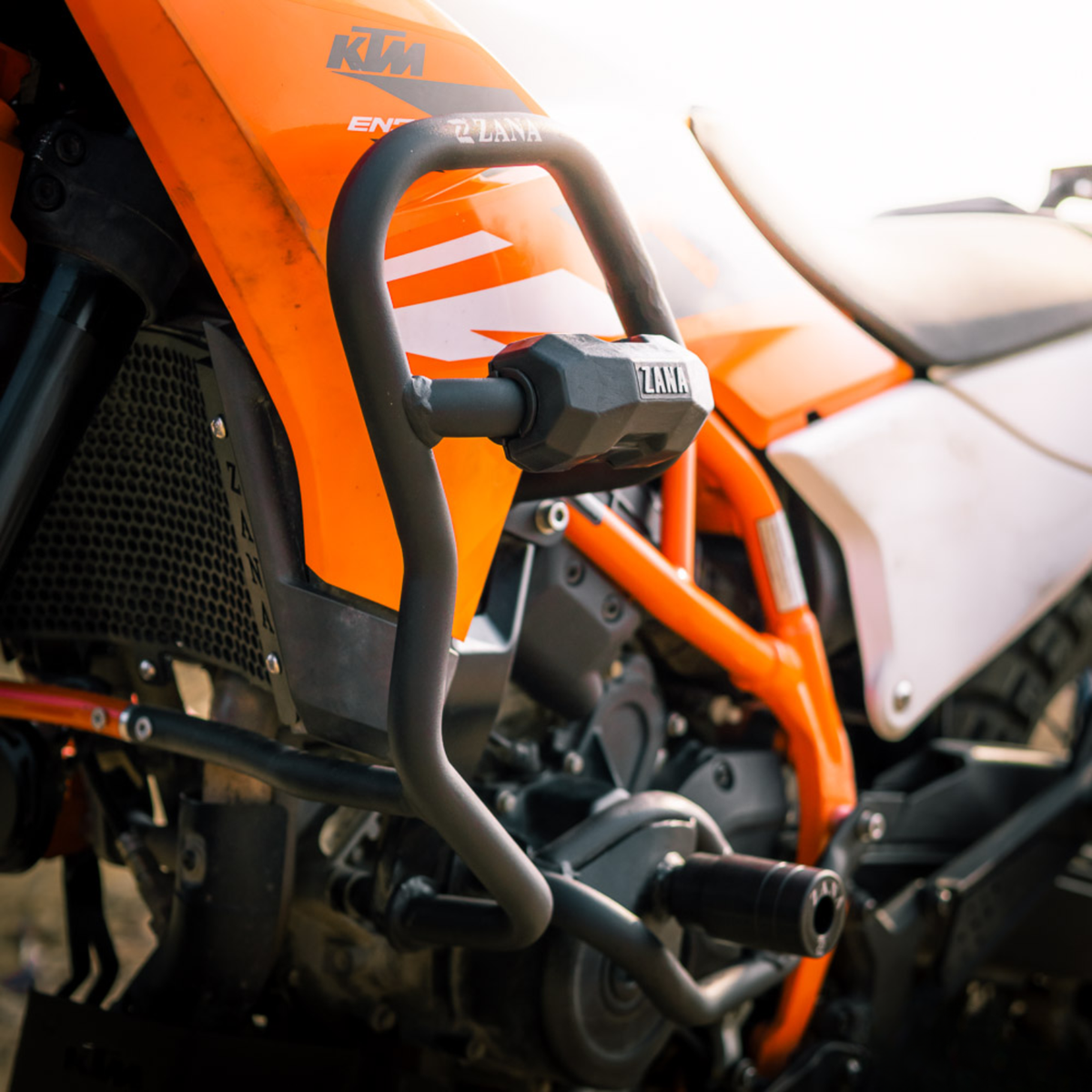 Zana KTM ADV 390 (2025) / KTM Enduro 390 Upper & Lower Crash Guard Set with Slider - Black - ZI-8697 / ZI-8698 - Zana