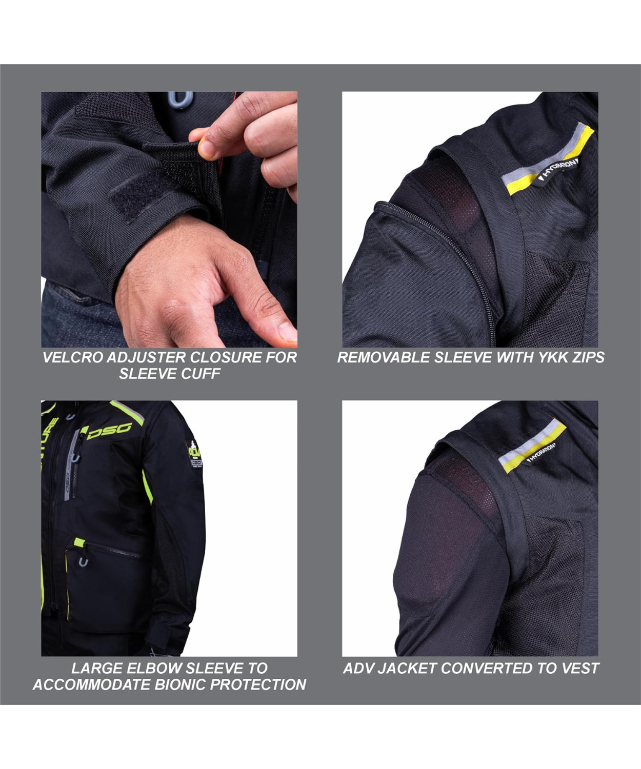 DSG Adv Riding Jacket - Black Yellow Fluo