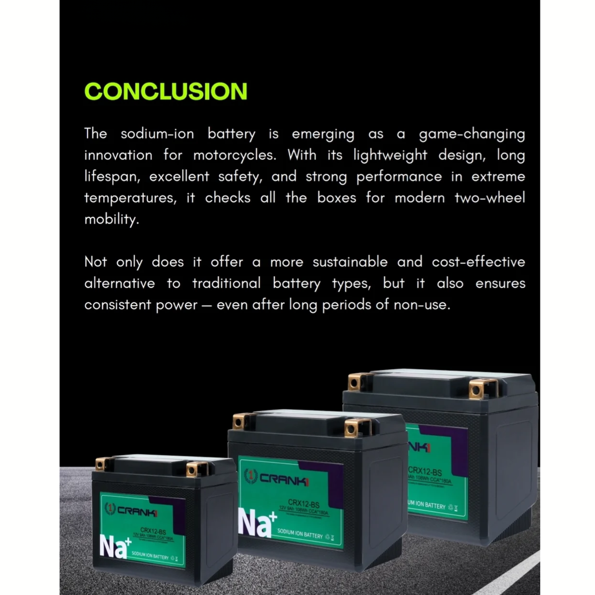 Crank1 Kawasaki Ninja ZX-4R (2023 Onwards) Sodium ION Factory Activated Battery - CRX10S - Crank 1