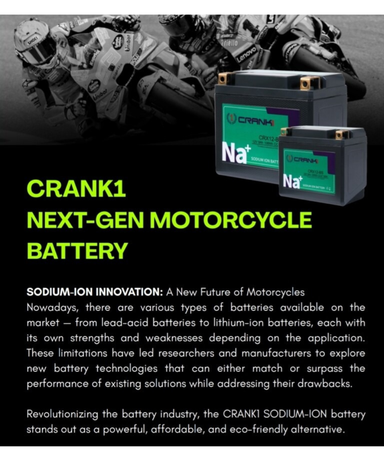 Crank1 Sodium ION Factory Activated Battery - CRX16-BS