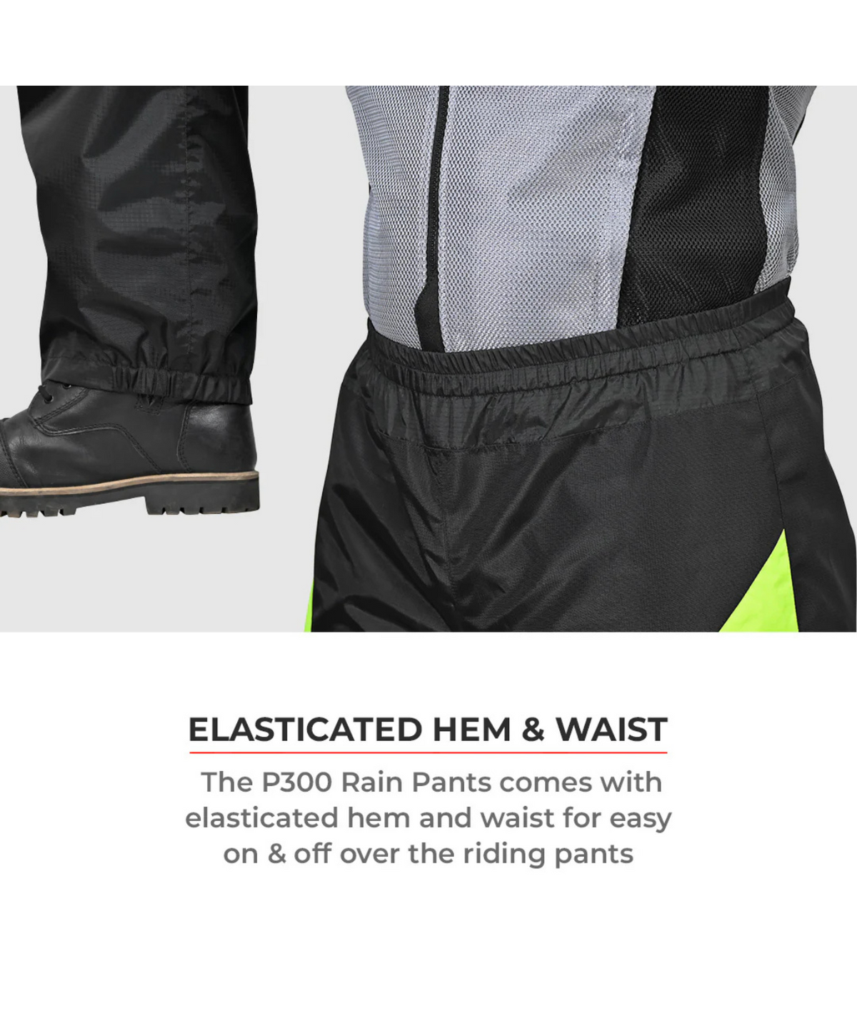Viaterra P300 Motorcycle Rain Pant - Black Green - Viaterra