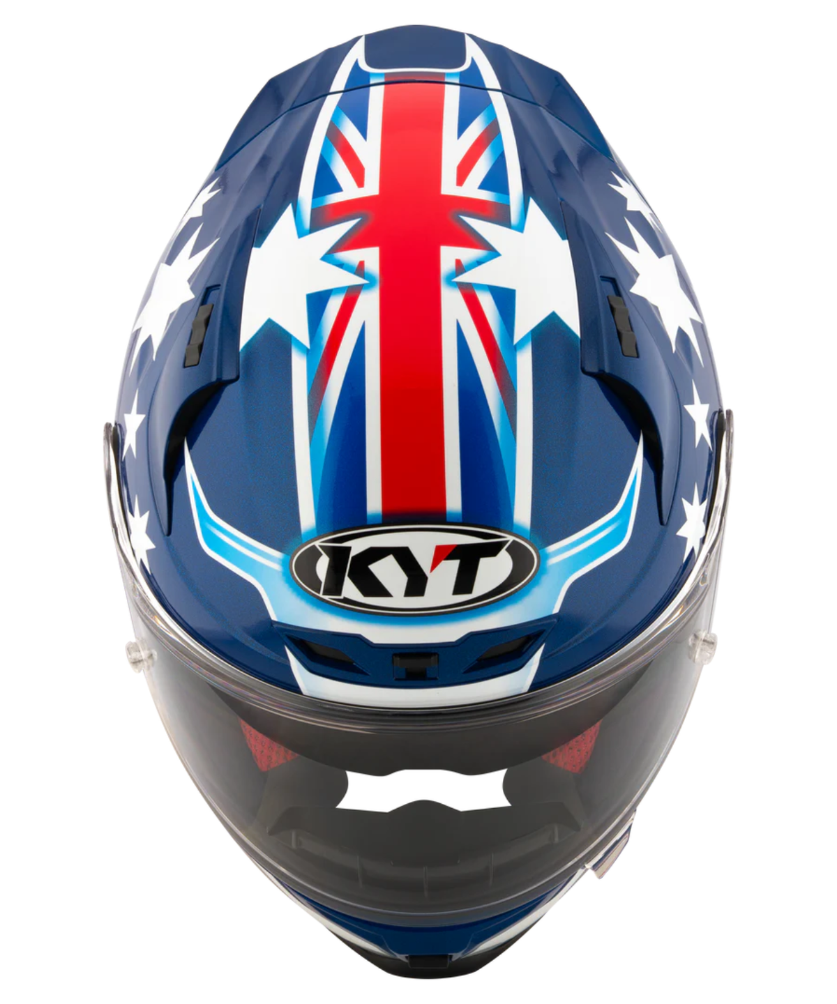 KYT Striker 2V Brock Parkes Replica Helmet - Gloss Blue White - KYT Helmets