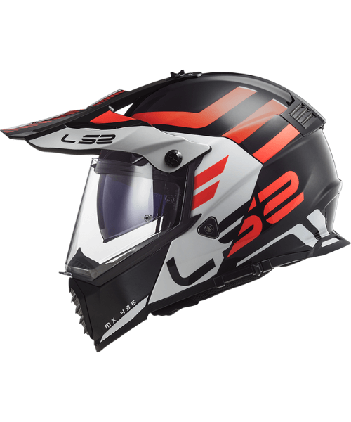 LS2 MX436 Pioneer Evo Dual Sport Helmet - Adventurer Black White Red Orange