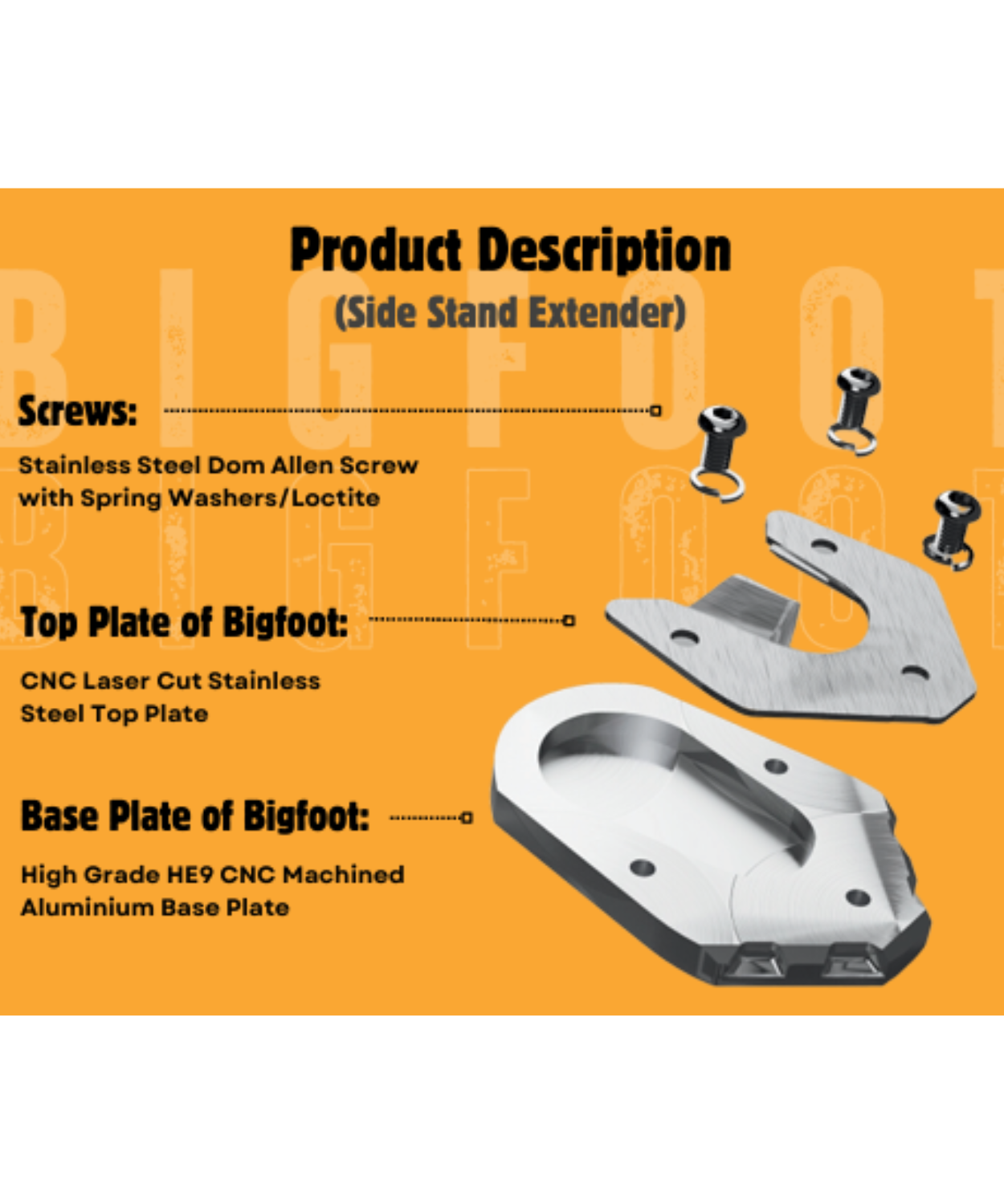 Motoverse Factory Customs Bigfoot Shoe Stand Extender for Bajaj KTM Adv 390 2025 - MB-KTM-ADV-X/S