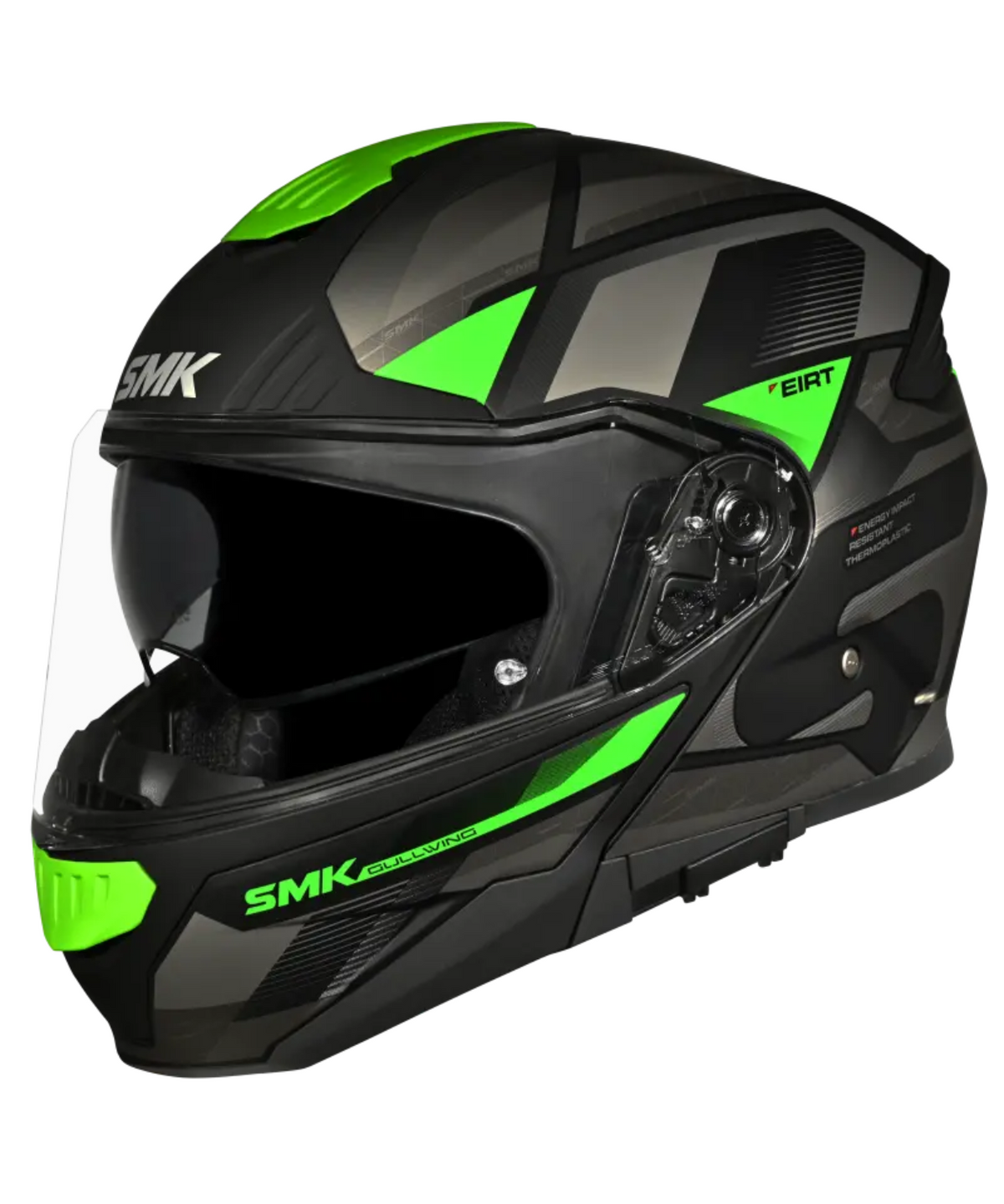 SMK Gullwing V2 Venture Graphic GL268 Flip-Up Helmet - Gloss Black Green - SMK