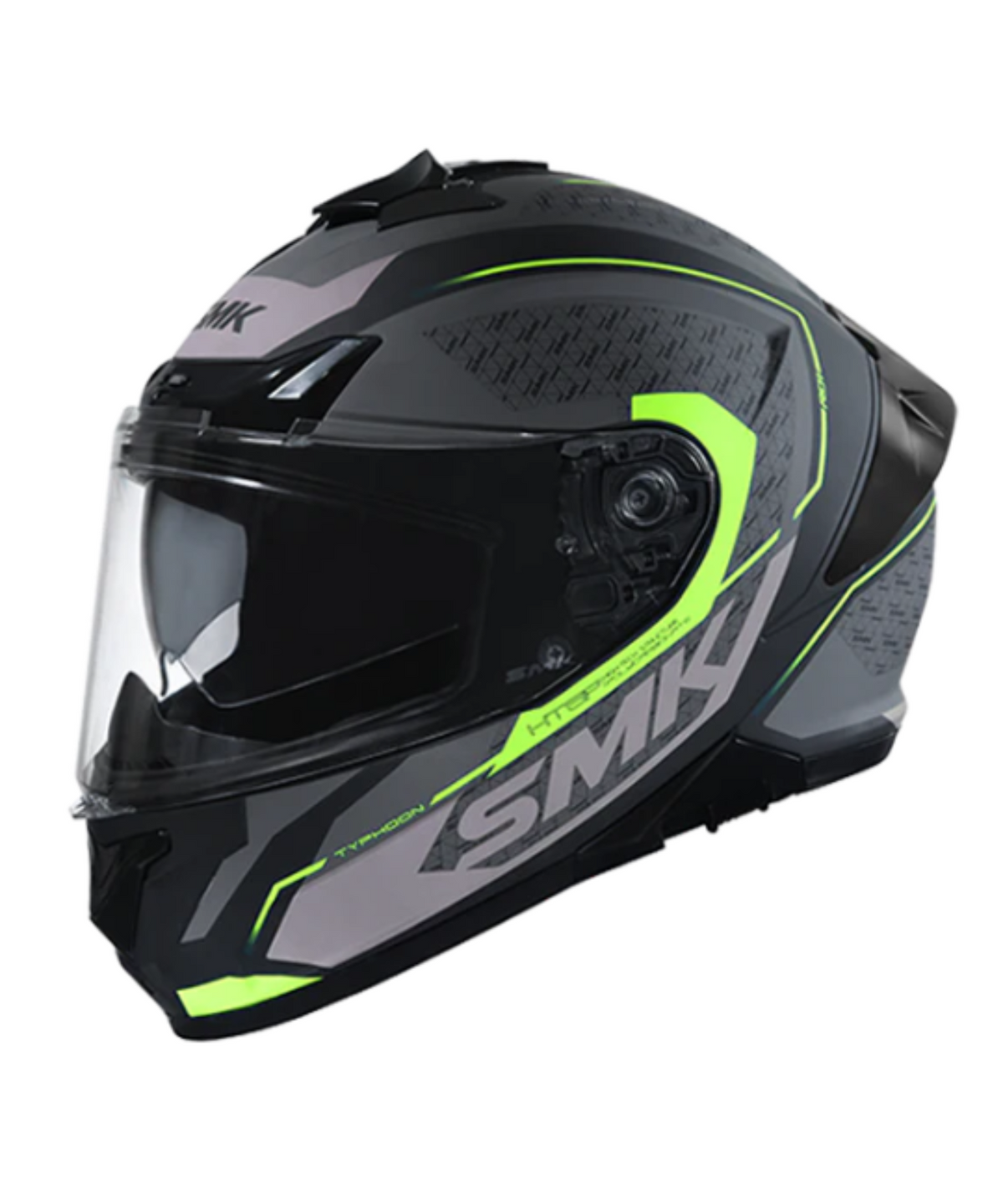 SMK Typhoon Rd1 Graphic MA264 Full Face Helmet - Matt Black Neon Green - SMK