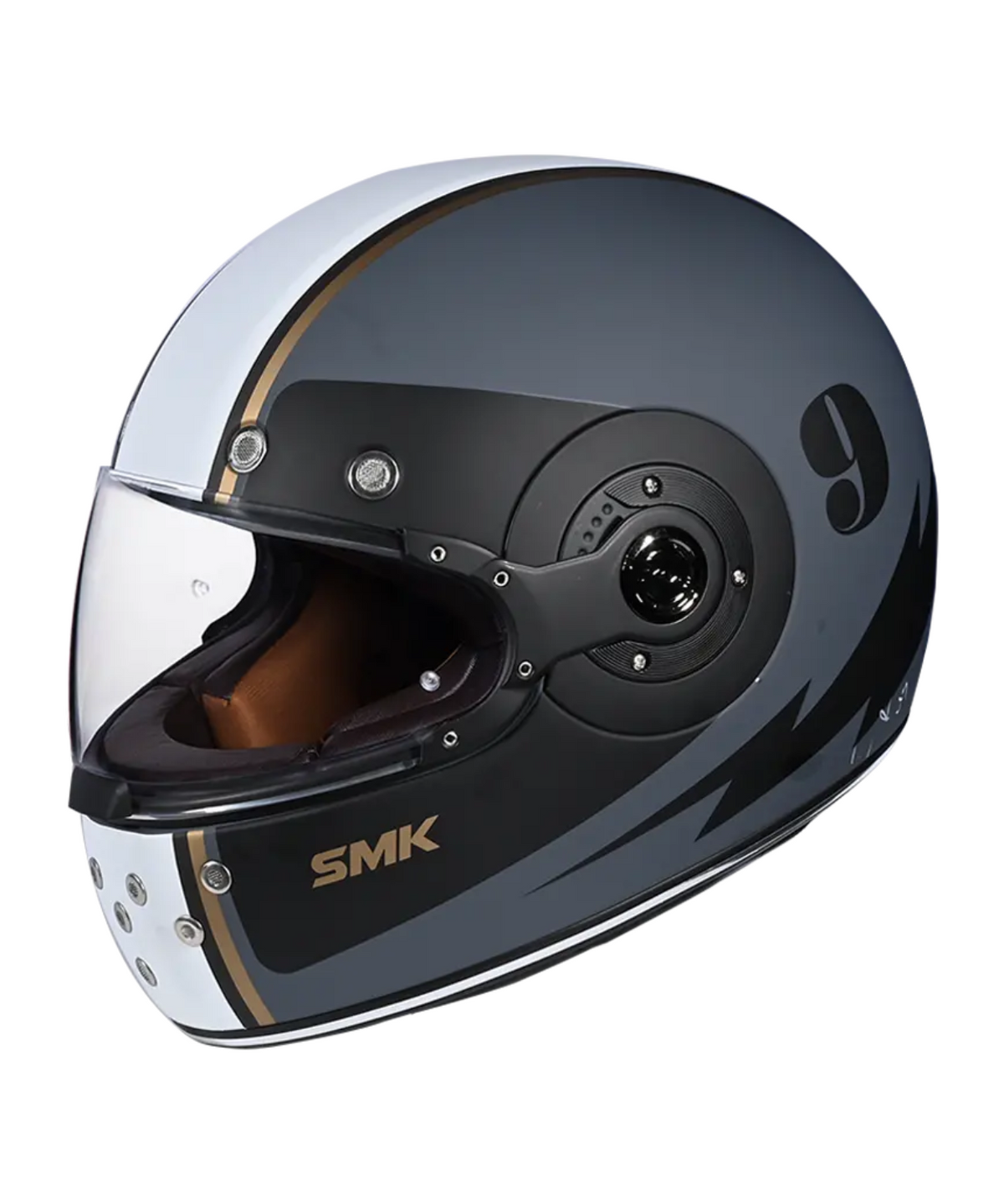 SMK Retro Electro GRPS MA621 Full Face Helmet - Matt White Grey - SMK