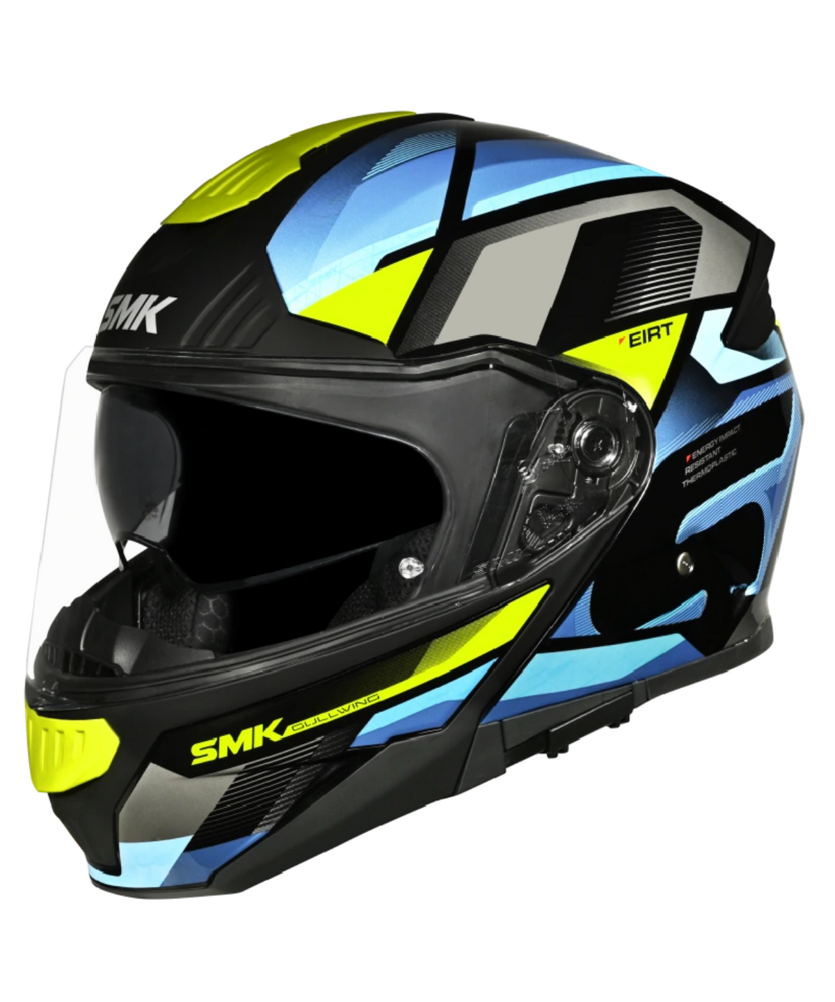 SMK Gullwing V2 Venture Graphic GL254 Flip-up Helmet - Gloss Black Blue Yellow - SMK