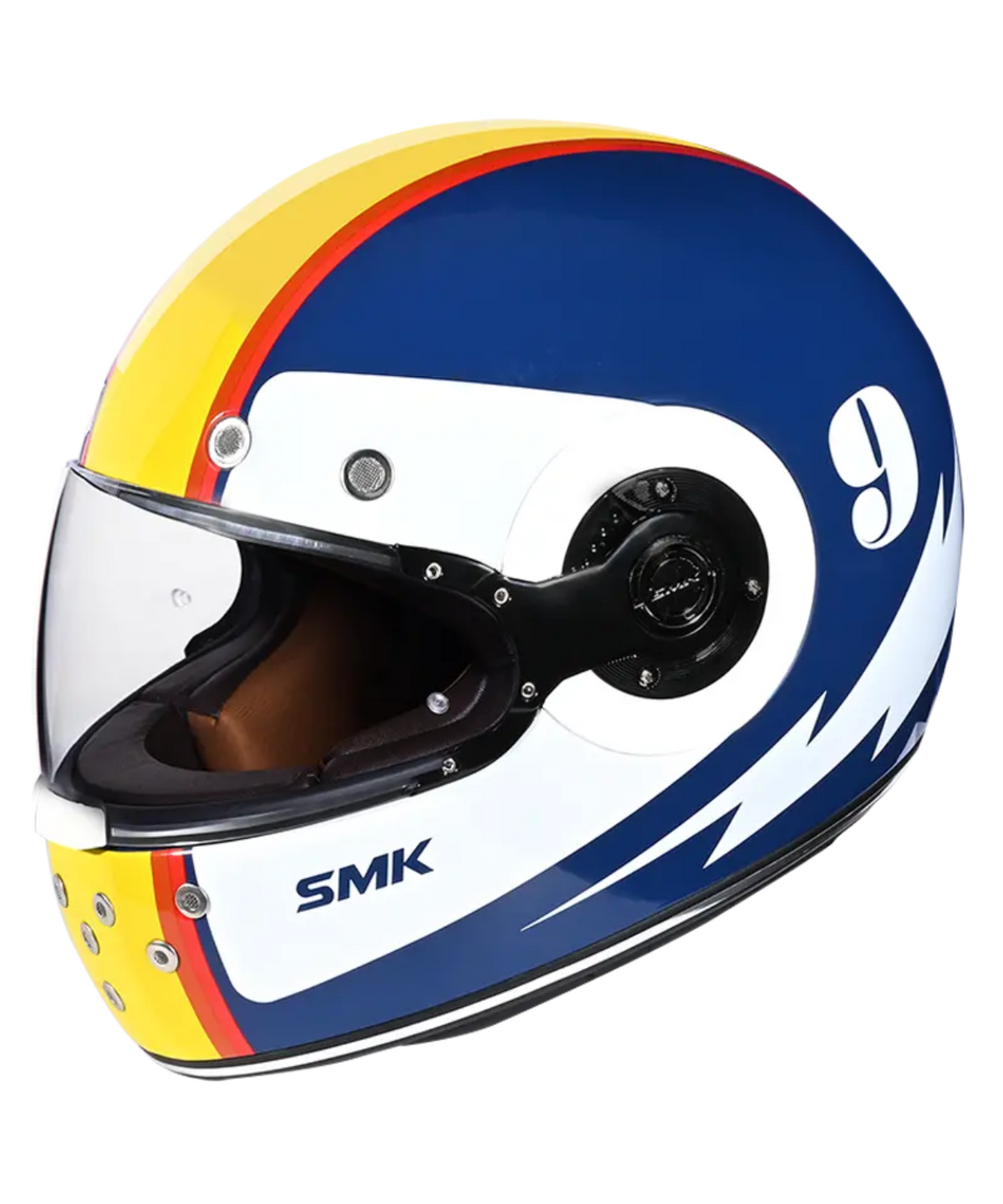 SMK Retro Electro GRPS MA514 Full Face Helmet - Matt Yellow Red Blue - SMK