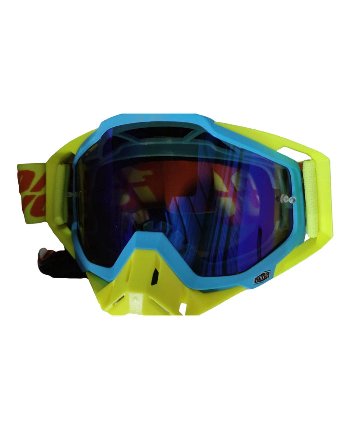 100% ADV Racecraft Mirror Blue Lens Goggle - Yellow Blue - 100%