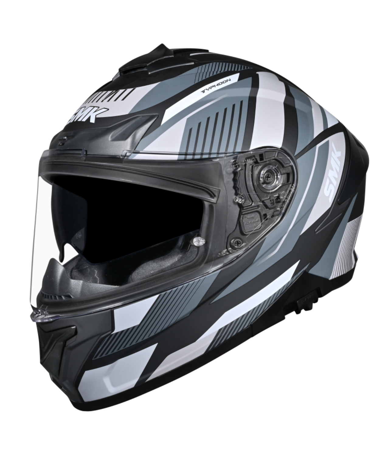 SMK Typhoon Sparko GRPS GL266 Ful Face Helmet - Gloss Black Grey
