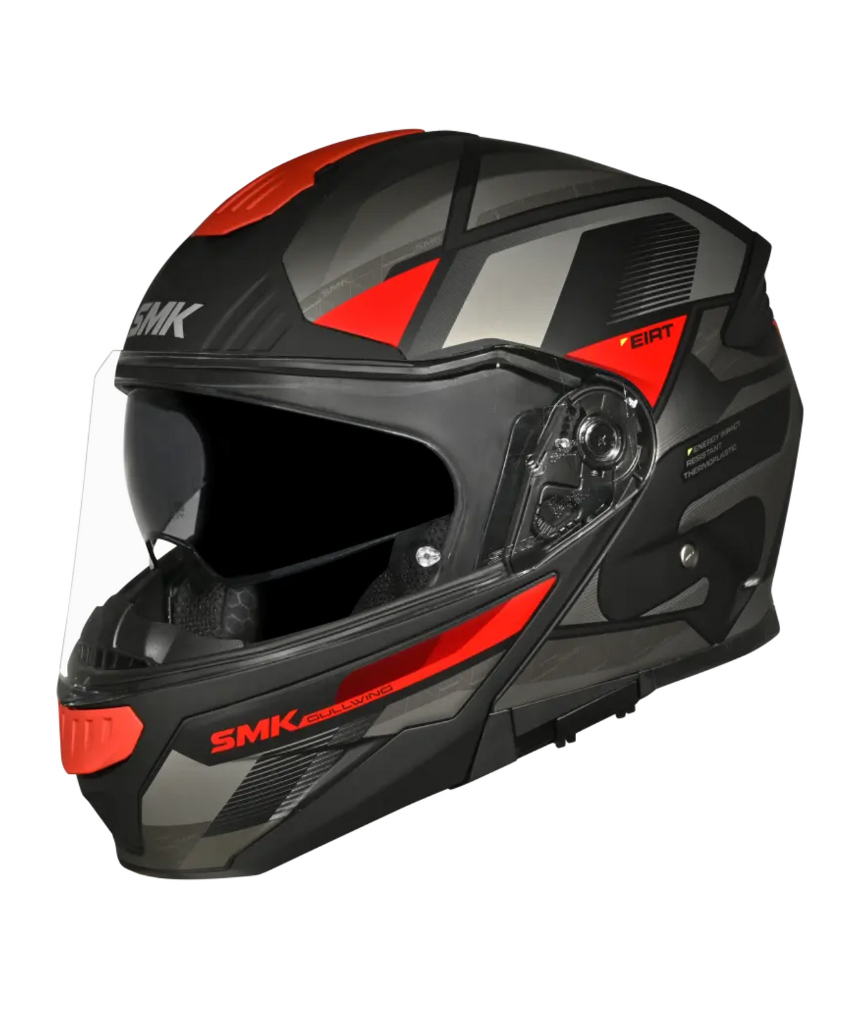 SMK Gullwing V2 Venture Graphic MA263 Flip-Up Helmet - Matt Black Grey Red - SMK
