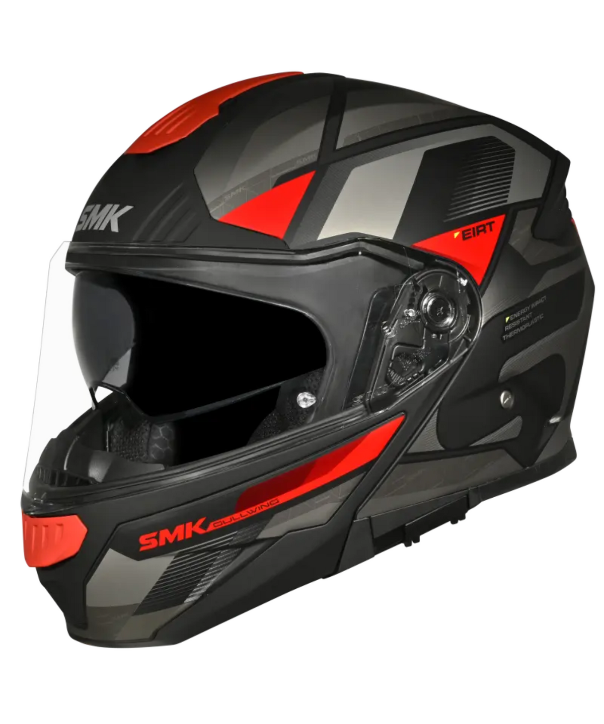 SMK Gullwing V2 Venture Graphic GL263 Flip-Up Helmet - Gloss Black Grey Red - SMK