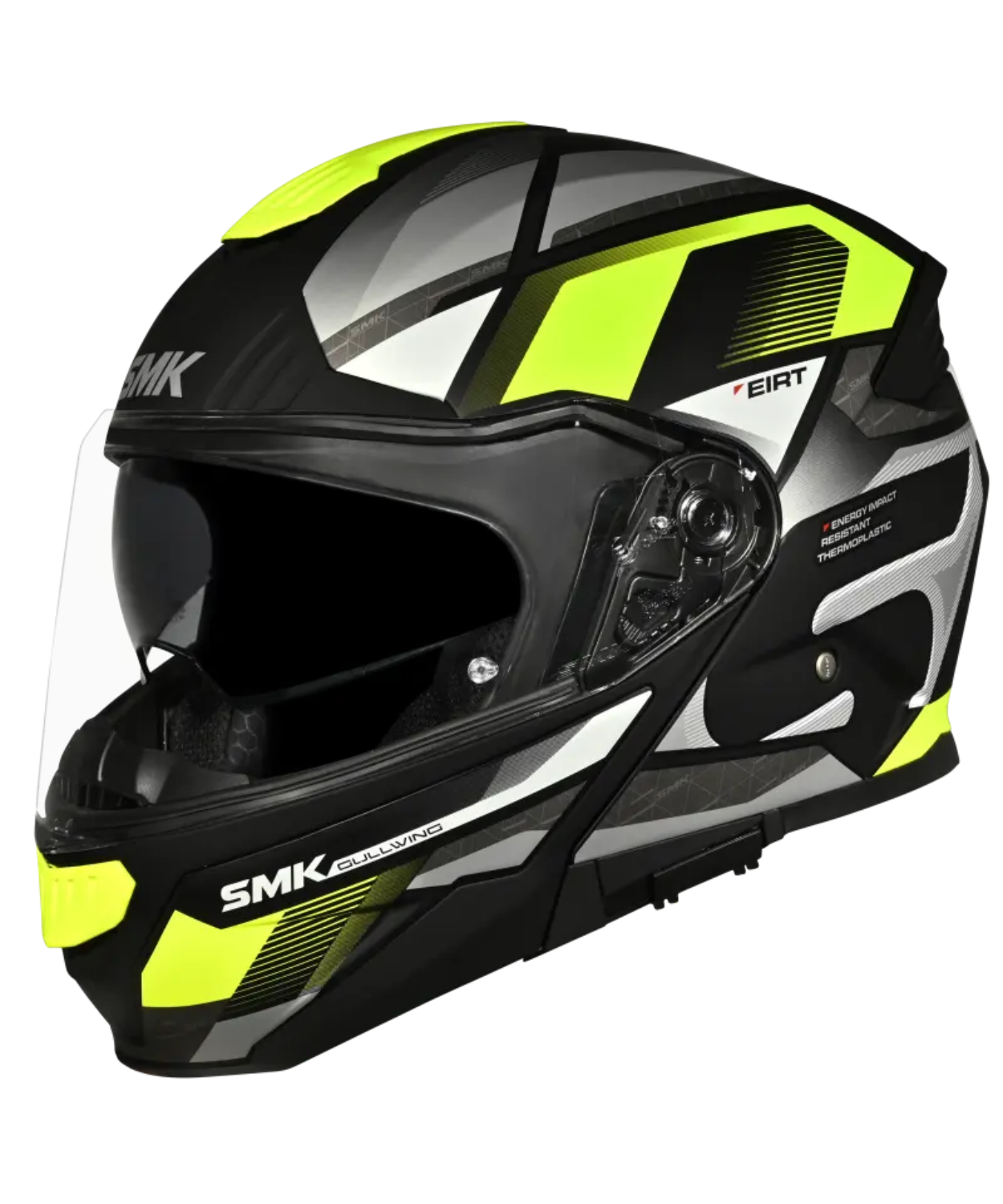 SMK Gullwing V2 Venture Graphic GL264 Flip-Up Helmet - Gloss Black Hiviz Green