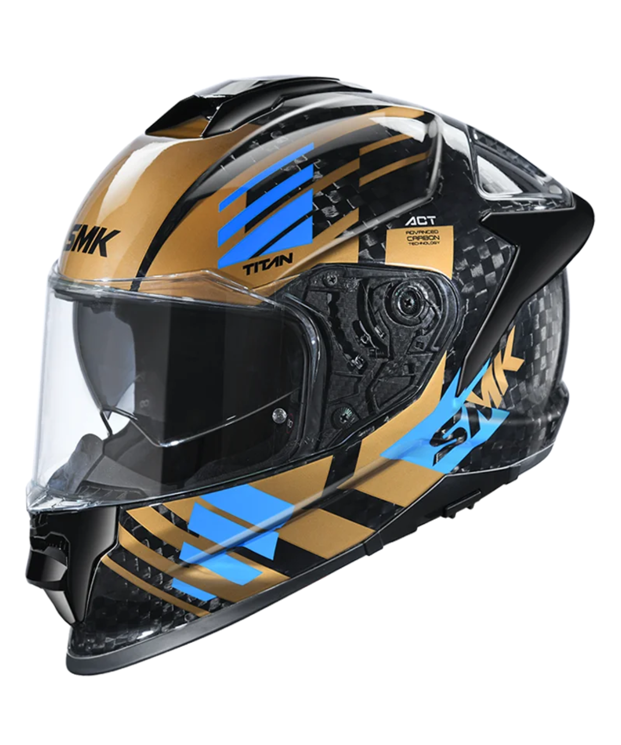 SMK Titan Carbon T-Race GRPS GL275 Full Face Helmet - Gloss Gold Blue
