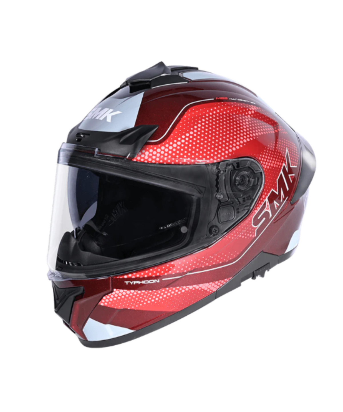 SMK Typhoon Mystic GRPS MA336 Full Face Helmet - Matt Red Grey - SMK