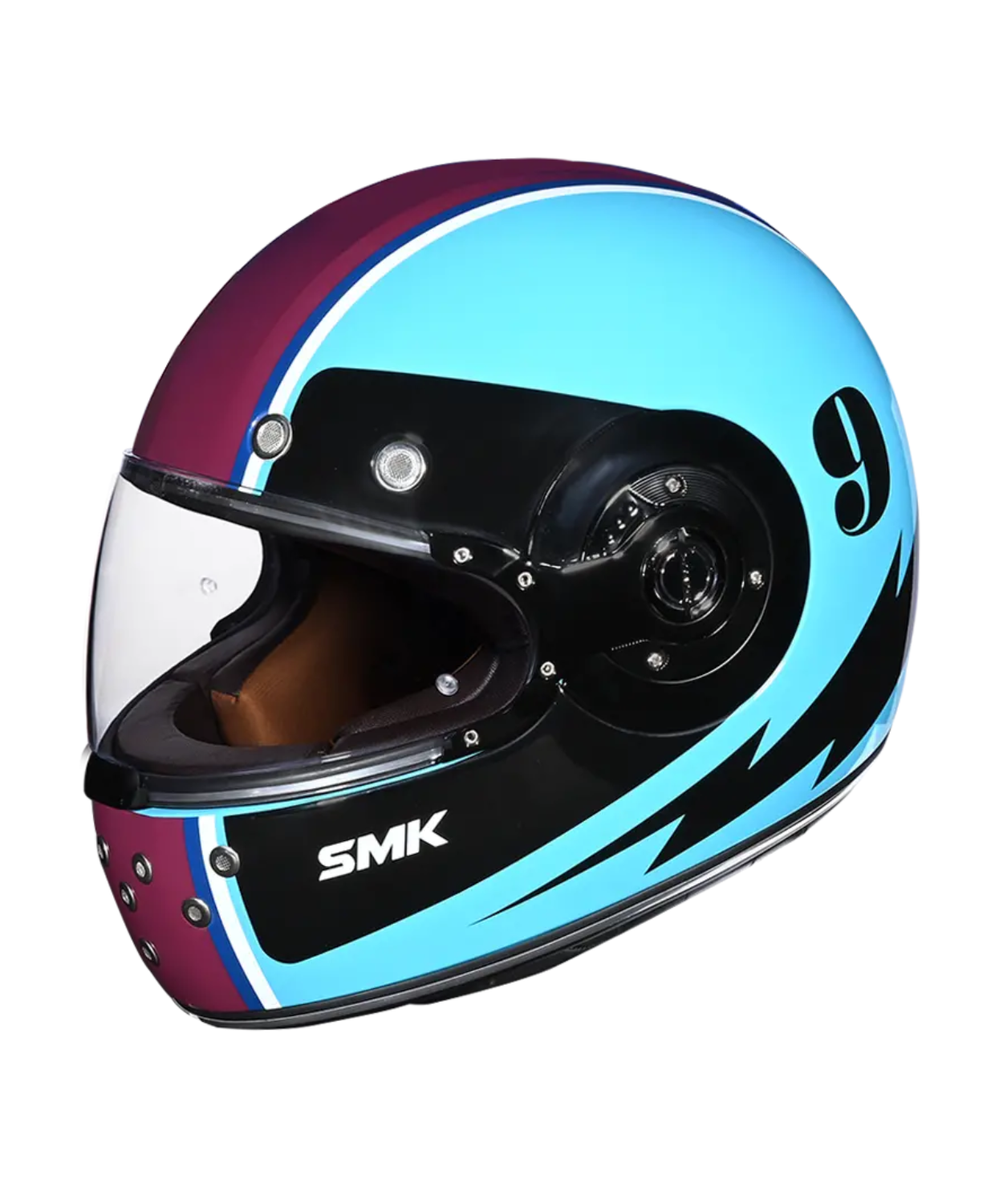 SMK Retro Electro GRPS GL523 Full Face Helmet - Gloss Purple Black Blue