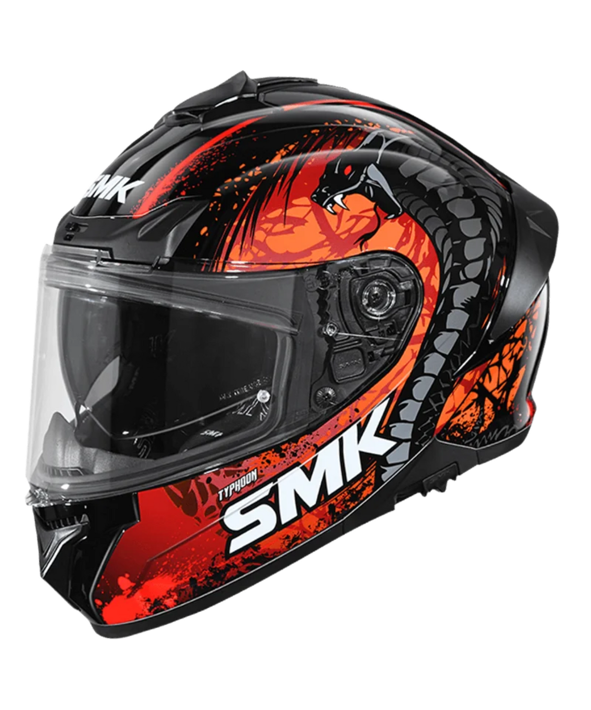 SMK Typhoon Reptile GRPS MA273 Full Fcae Helmet - Matt Black Red Orange - SMK