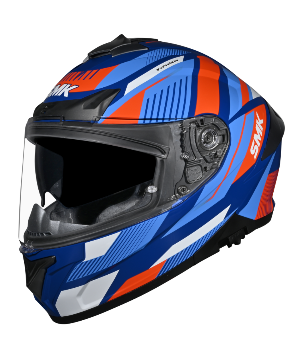 SMK Typhoon Sparko GRPS GL557 Ful Face Helmet - Gloss Blue Orange White