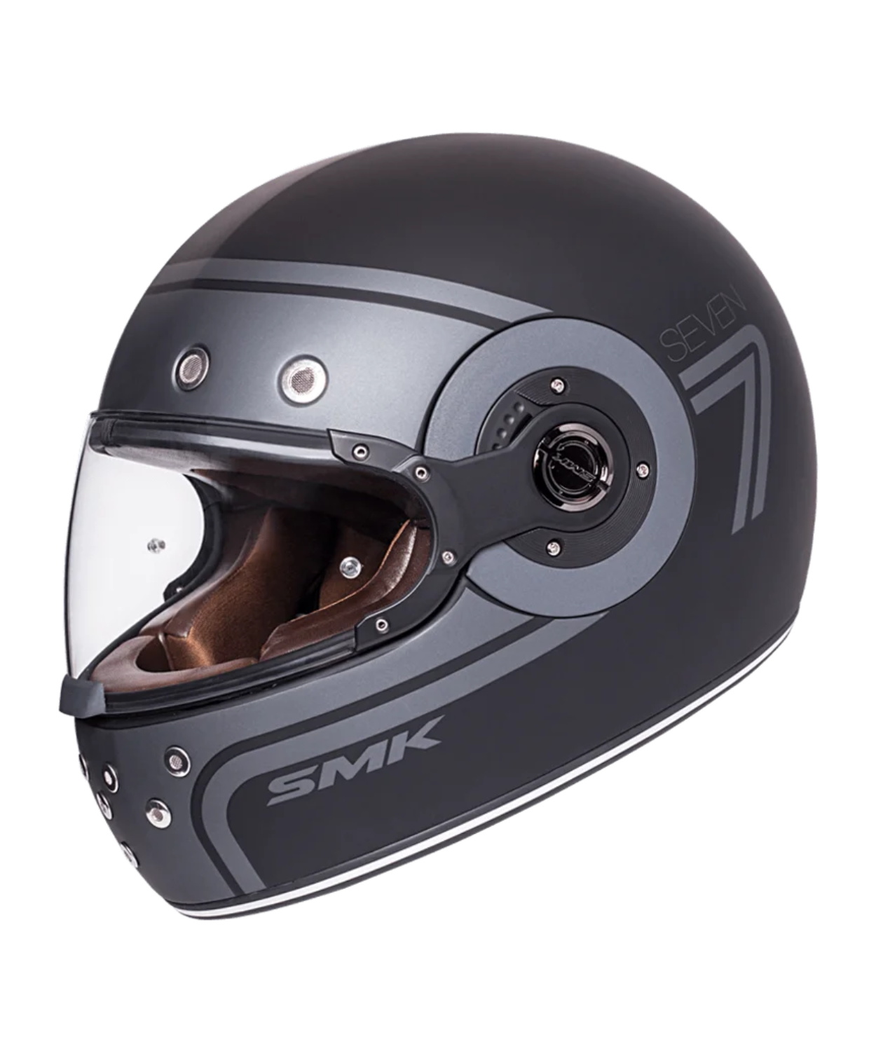 SMK Retro Seven GRPS GL260 Full Face Helmet - Gloss Black Grey