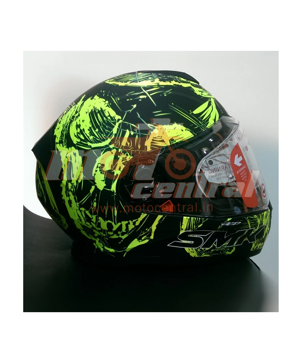 SMK Twister Skull MA240 Black Fluorescent Yellow Helmet - SMK