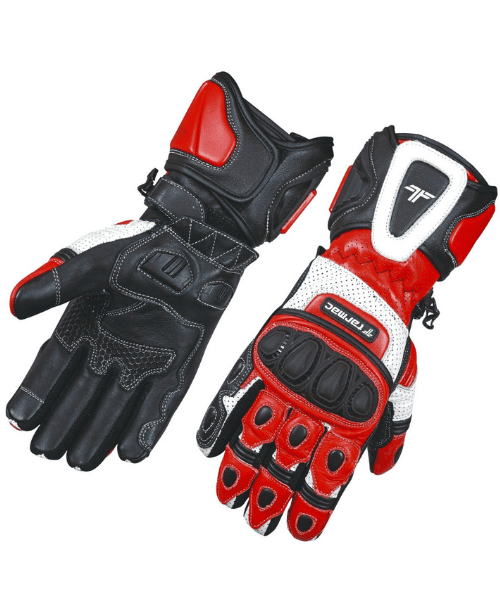 Tarmac Rapid Full Gauntlet Riding Gloves - Black White Red